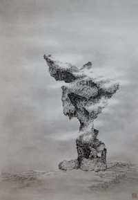 肖剑波《云雾藏山2》纸本水墨69&times;90cm 2017