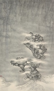肖剑波《云雾藏山1》纸本水墨50&times;82cm 2017
